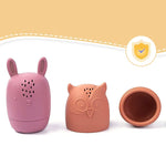 Lot de jouets de bain en silicone animaux mignons couleurs pastel - Vignette | Le Poussin Ludique