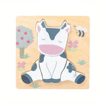 Puzzle bebe avec animaux de la ferme adorables colorés pastel - Vignette | Le Poussin Ludique