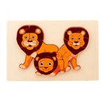 Puzzle enfant en bois famille d’animaux complicité et motricité - Vignette | Le Poussin Ludique