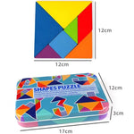 Puzzle Tangram en bois avec une boite rangement et cartes en anglais - Vignette | Le Poussin Ludique