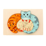 Puzzle enfant en bois famille d’animaux complicité et motricité - Vignette | Le Poussin Ludique