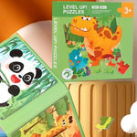 Puzzle enfant livre magnétique animaux 3 en 1 panda girafe dinosaure - Vignette | Le Poussin Ludique