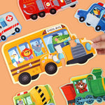 petite mallette de 6 puzzles pour enfant passionné des véhicules - Vignette | Le Poussin Ludique