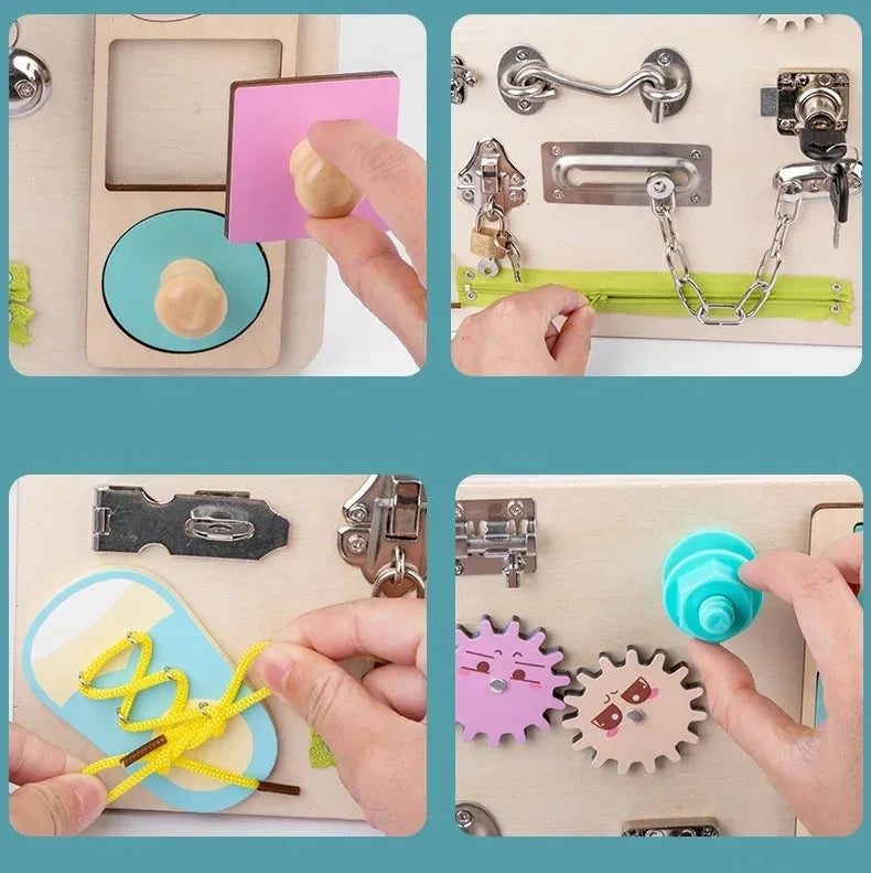 Busy board bois avec activités éducatives pour enfant