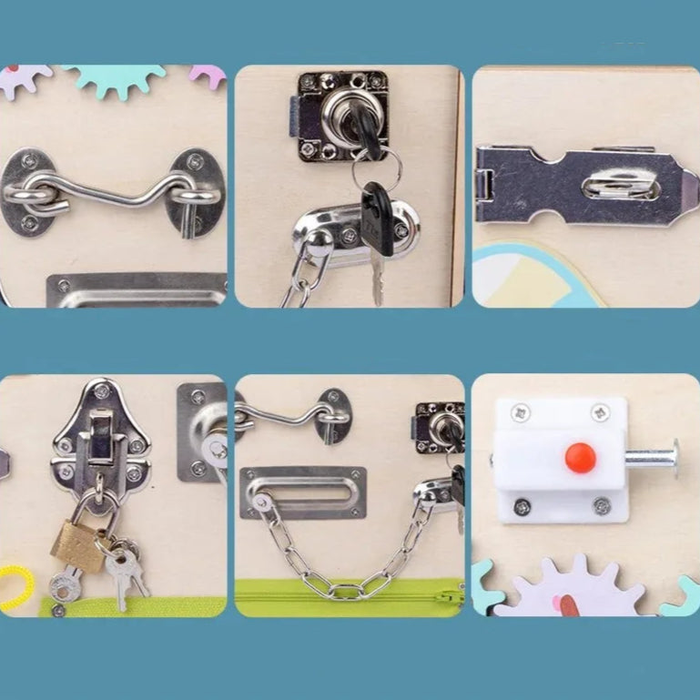 Jeu busy board bois stimulant créativité et curiosité