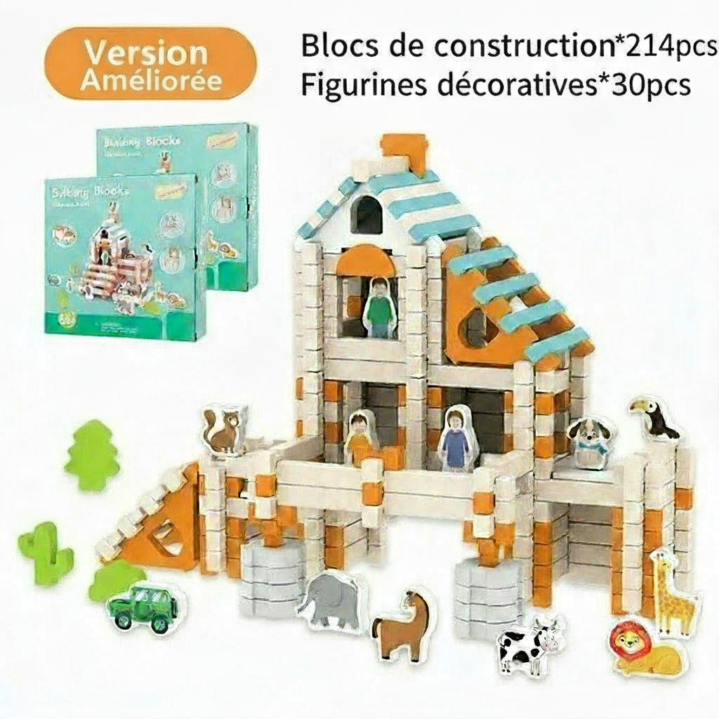 Jeu de construction bois pour assemblage logique