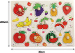Puzzle bébé éveil en bois découverte des fruits et légumes - Vignette | Le Poussin Ludique