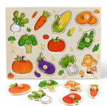 Puzzle bébé éveil en bois découverte des fruits et légumes - Vignette | Le Poussin Ludique