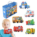 petite mallette de 6 puzzles pour enfant passionné des véhicules - Vignette | Le Poussin Ludique