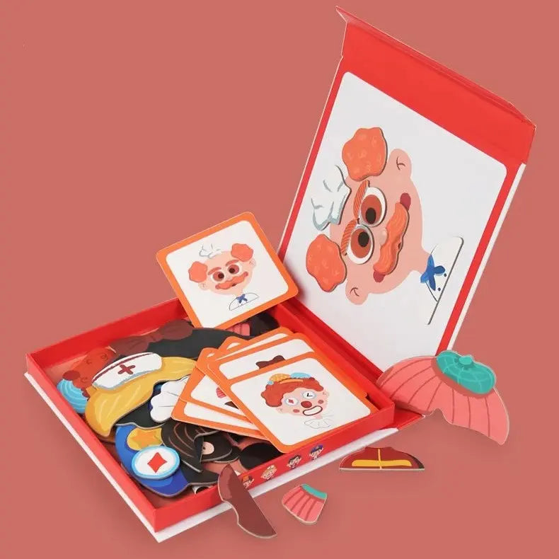 Jeu puzzle avec personnages et visage enfant
