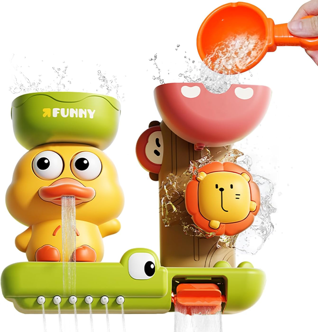 Jouet de bain canard crocodile et lion colorés