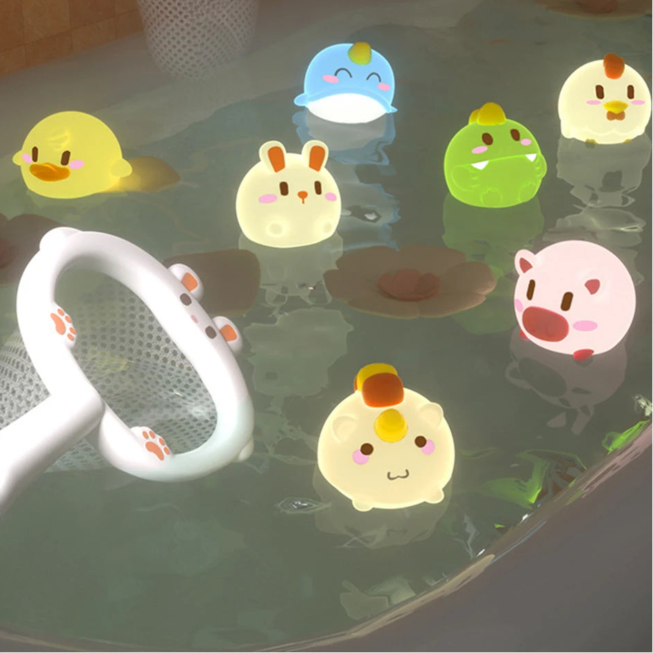 Ensemble filet avec animaux lumineux pour bain