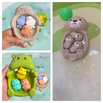 Jouet de bain en silicone animaux flottants parent-enfant - Vignette | Le Poussin Ludique