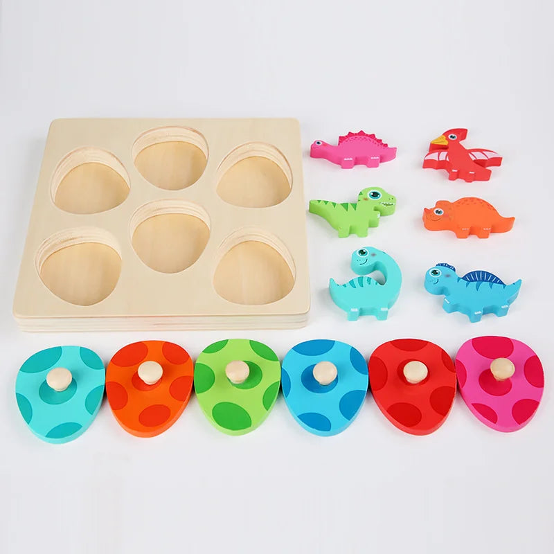 Jouet en bois puzzle bébé apprentissage dinosaures