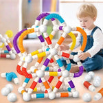 Jeu de Construction Magnétique avec des tubes flexibles 100 PCS - Vignette | Le Poussin Ludique