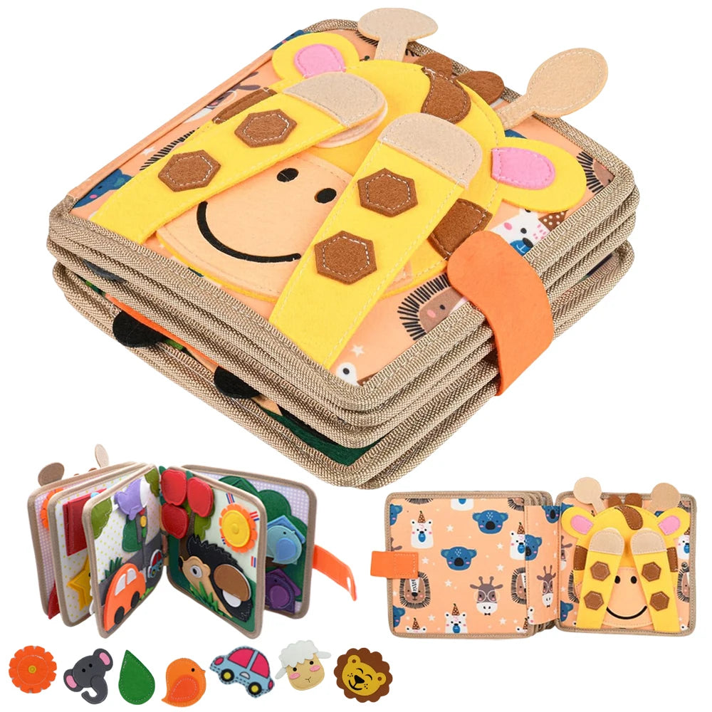 Livre Montessori girafe couleurs douces pour enfants