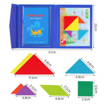 Livre Puzzle Tangram magnétique bleu pour enfant - Vignette | Le Poussin Ludique