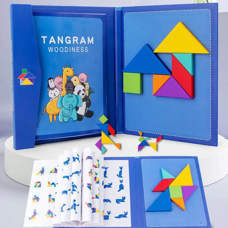 Livre puzzle tangram magnétique bleu enfant