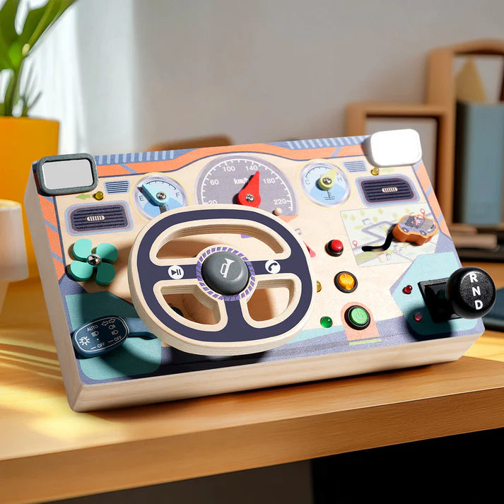 Panneau busy board fond coloré pour enfant