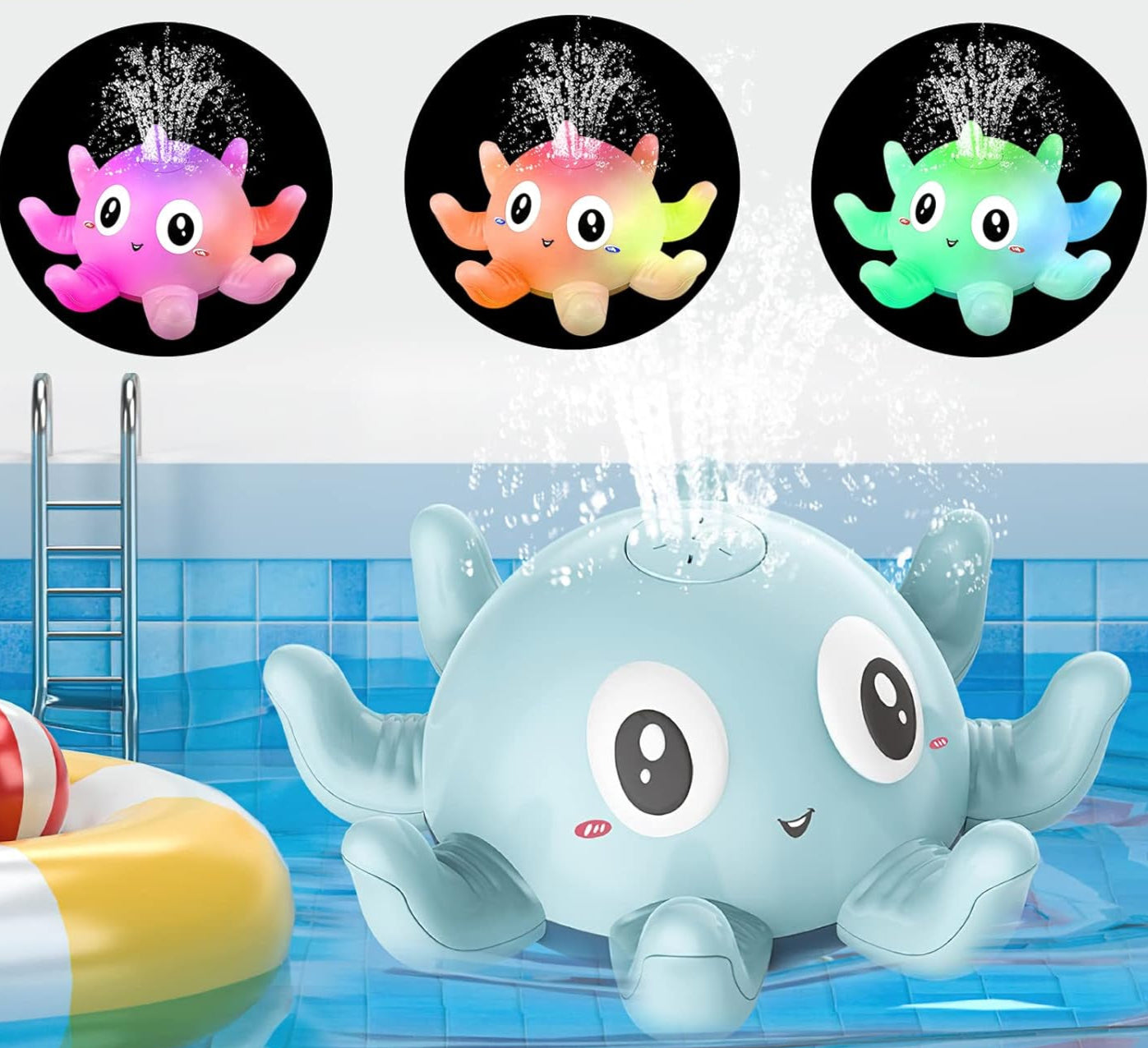 Pieuvre lumineuse jouet de bain enfant