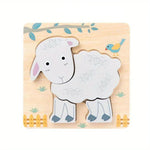 Puzzle bebe avec animaux de la ferme adorables colorés pastel - Vignette | Le Poussin Ludique