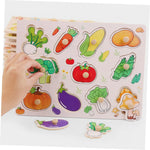 Puzzle bébé éveil en bois découverte des fruits et légumes - Vignette | Le Poussin Ludique