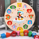 Puzzle enfant Montessori en bois horloge bébé pingouin - Vignette | Le Poussin Ludique