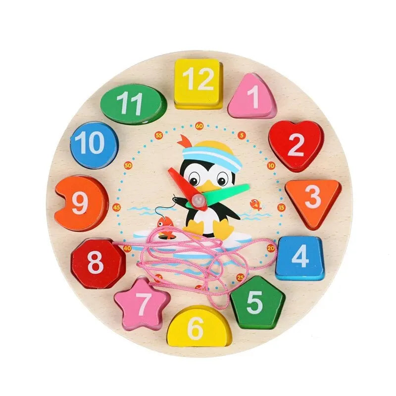 Puzzle enfant en bois avec pingouin et couleurs