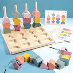 Puzzle enfant perles Montessori pour apprentissage séquençage formes - Vignette | Le Poussin Ludique