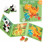 Puzzle enfant livre magnétique animaux 3 en 1 panda girafe dinosaure - Vignette | Le Poussin Ludique